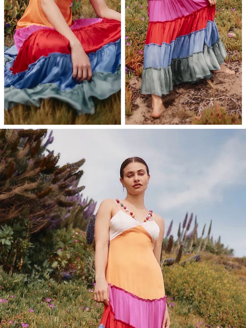 Anthropologie rainbow tiered maxi dress size M NWT